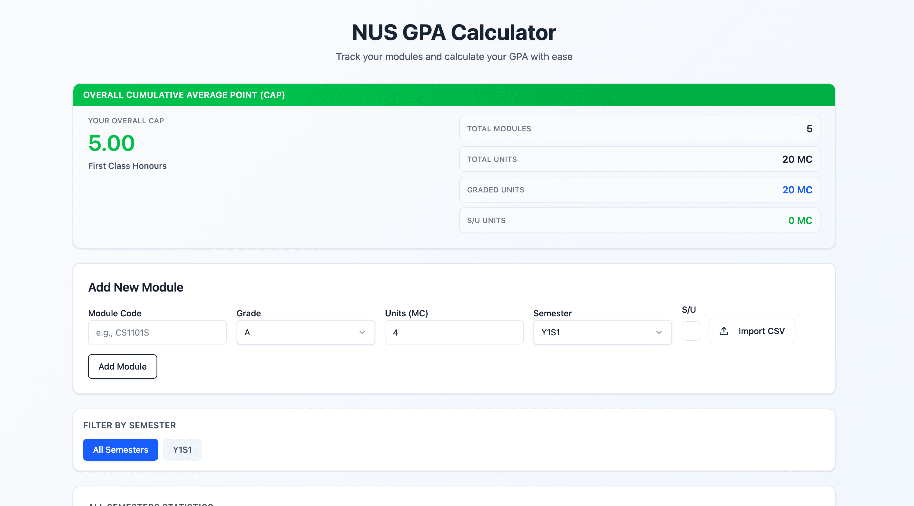 NUS GPA Calculator